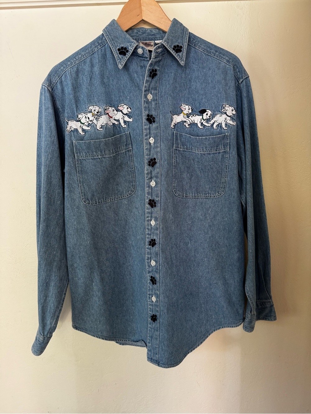 Vintage Disney Catalog 101 Dalmatians Denim Shirt Embroidered Small
